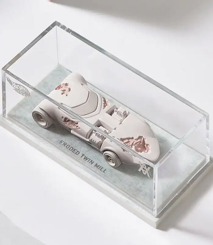 Eroded Twin Mill Hot Wheels Car in Display Case Eroded Twin Mill Hot Wheels die-cast car in clear display case, showcasing vintage style and detaile.