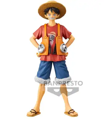 Luffy DXF figure from One Piece, featuring iconic outfit and accessories, perfect for collectors.